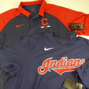 Nike Cleveland Indians Polo Shirt T-Shirt Set NWT
